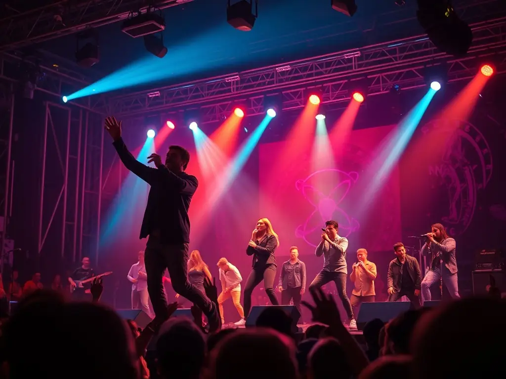 A photograph capturing a live performance art event, showcasing artists interacting with the audience in an engaging and thought-provoking manner.